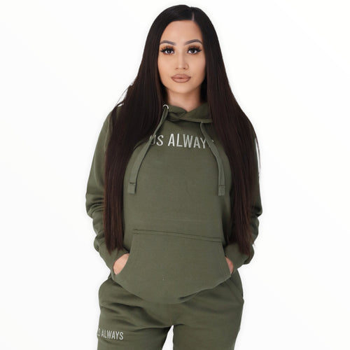 Olive Embroidery Hoodie